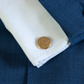 Gouden manchetknopen in ronde vorm. Keuze uit hoogglans, mat of ijsmat afwerking. Handgemaakte manchetknopen van Meijlis.