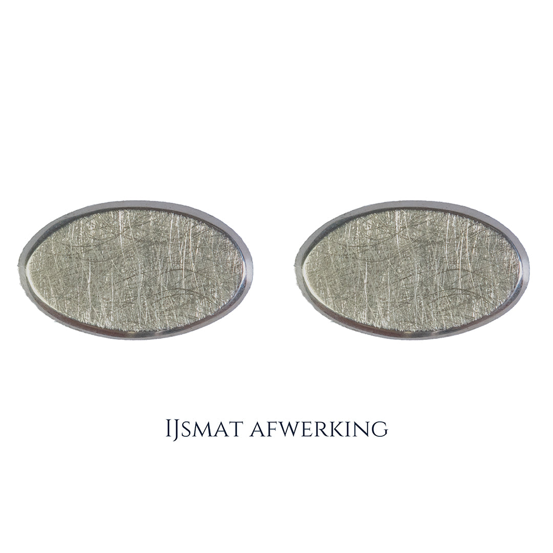 925 Zilveren manchetknopen in ovale vorm. Keuze uit hoogglans, mat of ijsmat afwerking. Handgemaakte manchetknopen van Meijlis.