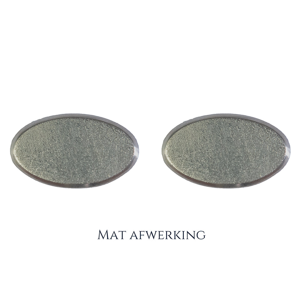 925 Zilveren manchetknopen in ovale vorm. Keuze uit hoogglans, mat of ijsmat afwerking. Handgemaakte manchetknopen van Meijlis.