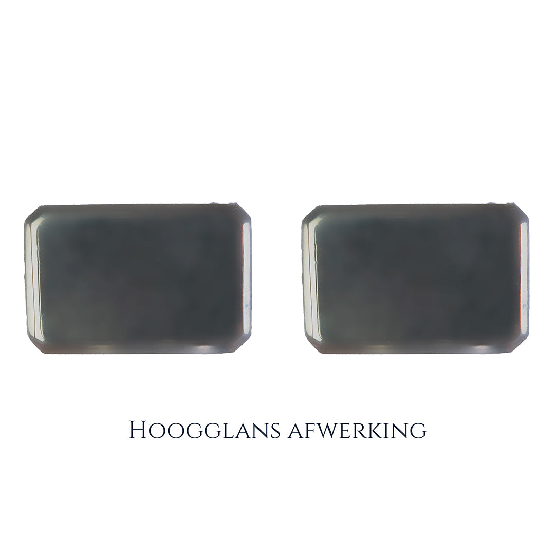 925 Zilveren manchetknopen in rechthoekige vorm. Keuze uit hoogglans, mat of ijsmat afwerking. Handgemaakte manchetknopen van Meijlis.