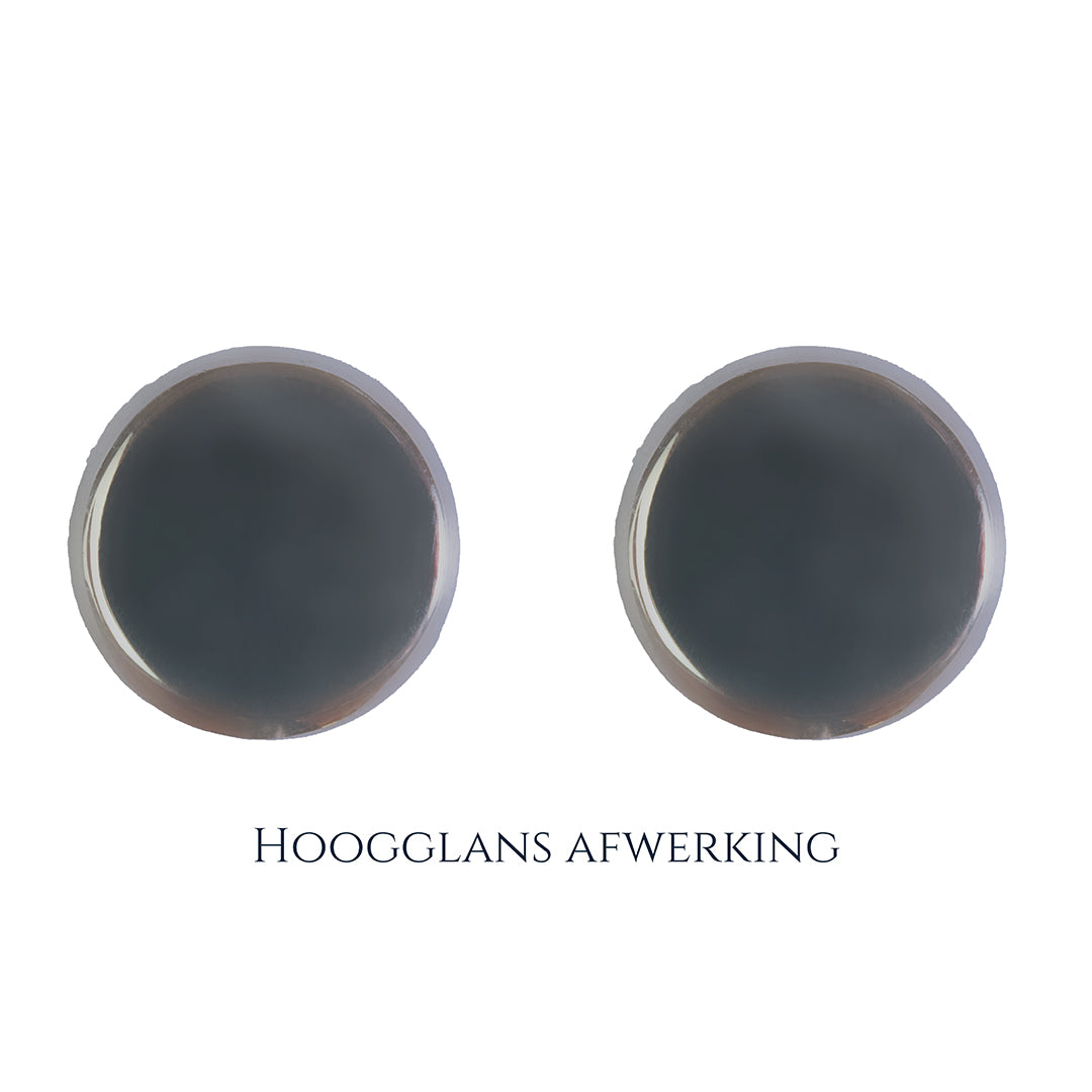 925 Zilveren manchetknopen in ronde vorm. Keuze uit hoogglans, mat of ijsmat afwerking. Handgemaakte manchetknopen van Meijlis.