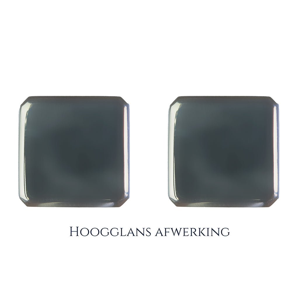 925 Zilveren manchetknopen in vierkanten vorm. Keuze uit hoogglans, mat of ijsmat afwerking. Handgemaakte manchetknopen van Meijlis.