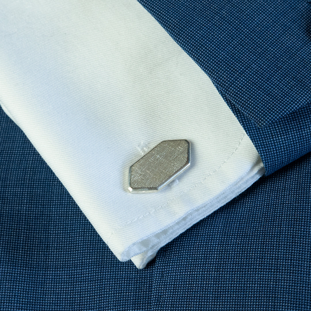 925 Zilveren manchetknopen in zeshoekige vorm. Keuze uit hoogglans, mat of ijsmat afwerking. Handgemaakte manchetknopen van Meijlis.