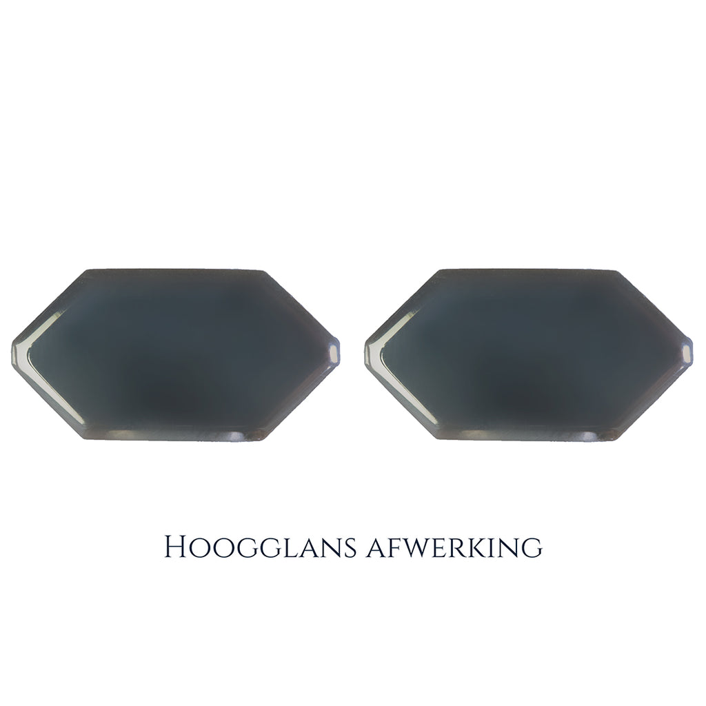 925 Zilveren manchetknopen in zeshoekige vorm. Keuze uit hoogglans, mat of ijsmat afwerking. Handgemaakte manchetknopen van Meijlis.