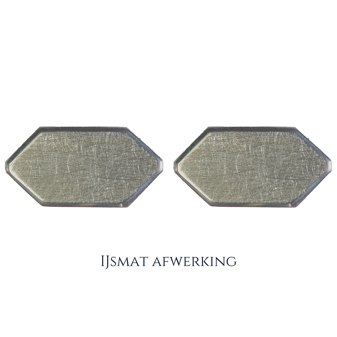 925 Zilveren manchetknopen in zeshoekige vorm. Keuze uit hoogglans, mat of ijsmat afwerking. Handgemaakte manchetknopen van Meijlis.