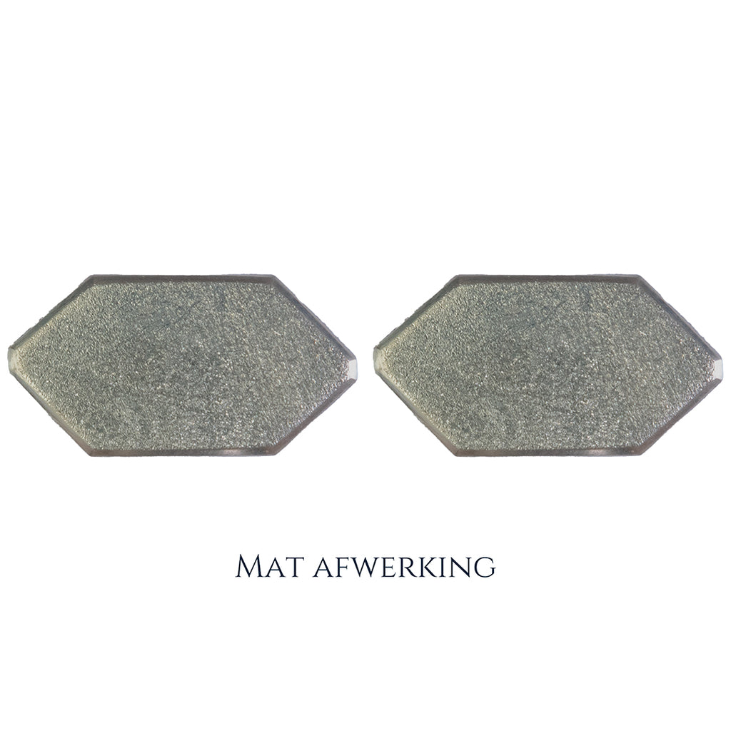 925 Zilveren manchetknopen in zeshoekige vorm. Keuze uit hoogglans, mat of ijsmat afwerking. Handgemaakte manchetknopen van Meijlis.
