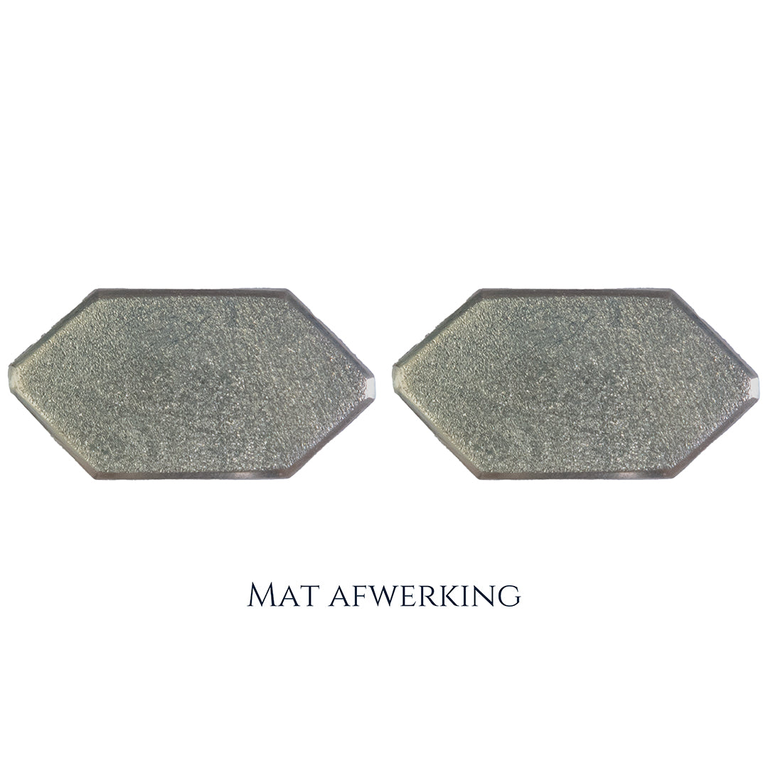 925 Zilveren manchetknopen in zeshoekige vorm. Keuze uit hoogglans, mat of ijsmat afwerking. Handgemaakte manchetknopen van Meijlis.